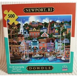 Dowdle Jigsaw Puzzle -New Port, RI Harbor 500 Pieces - New